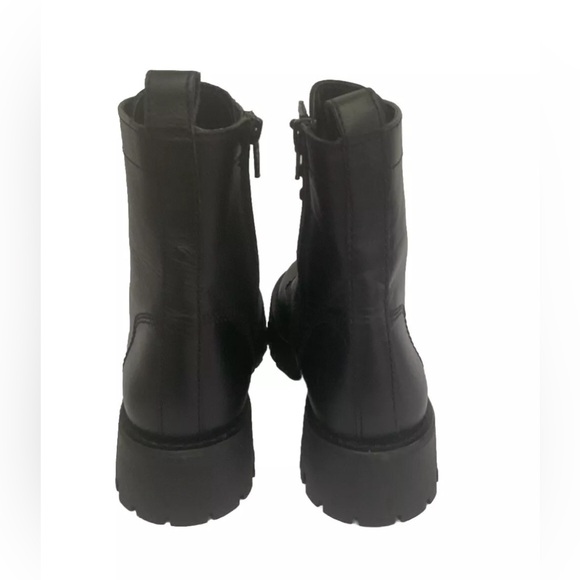 🆕 NWOB Steve Madden Linze Black Leather Combat Boot Lug Sole Lace UP Zip Size 5 - Picture 6 of 12